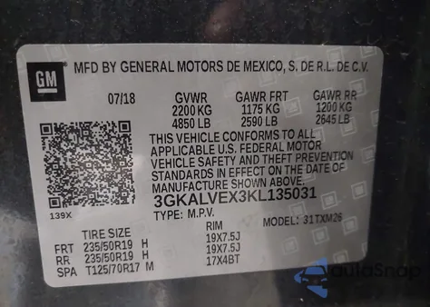 2019 GMC Terrain Slt from USA, damaged, VIN 3GKALVEX3KL135031
